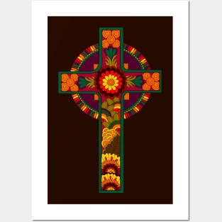 Colorful Celtic Style Cross Posters and Art